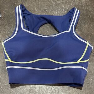 BuffBunny Deep Blue Swim Top with Lime Accents